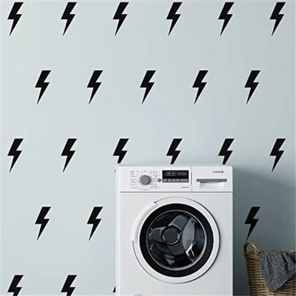Black Lightning Bolt Wall Decals Peel Stick Modern Bedroom Dorm Office Wall Art
